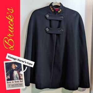 Rare Vintage Bruck's Embroidered Military Nurse Cape